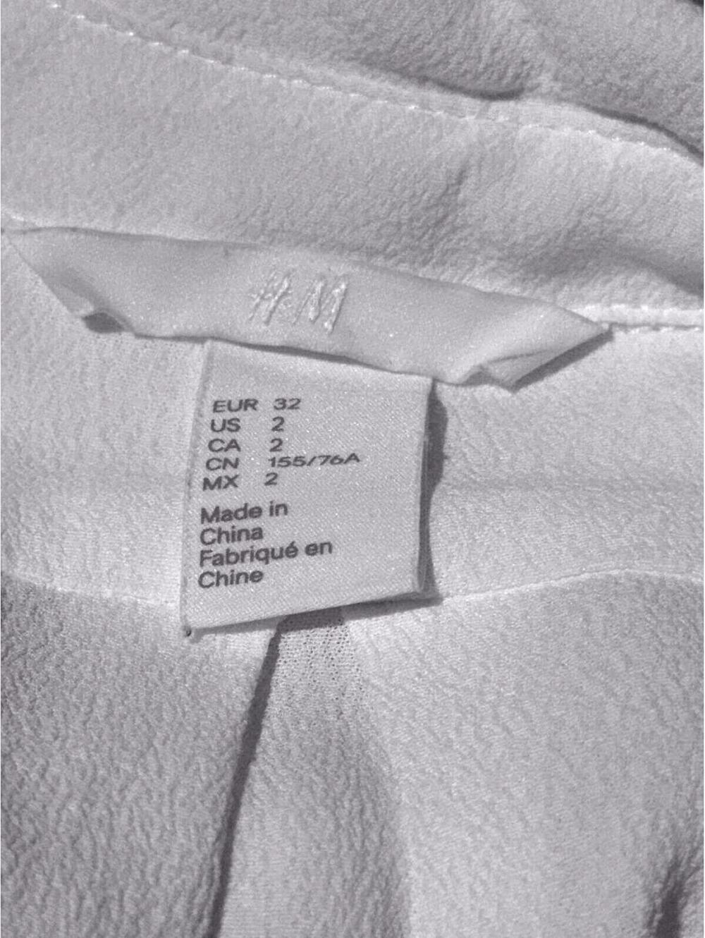 H&M White Tie Waist Shirt Dress Mini Size 2 - Picture 7 of 9